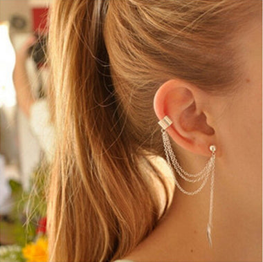 Leaf Chain Tassel Ear Cuff Wrap