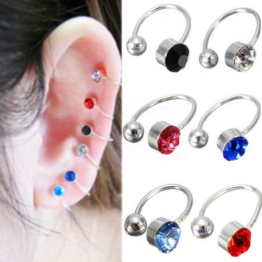 2pcs Crystal Rhinestone Clip on Ear Wrap