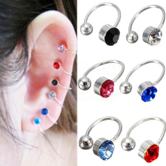 2pcs Crystal Rhinestone Clip on Ear Wrap