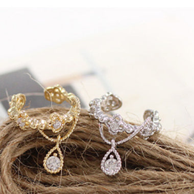 Rhinestone Clip On Ear Wrap