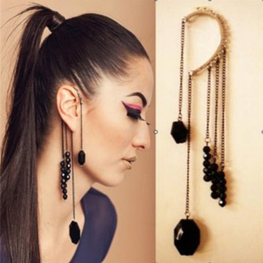Black Tassel Ear Cuff Wrap