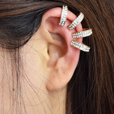 Silver and Gold with Full Rhinestone Ear Cuff  For Women